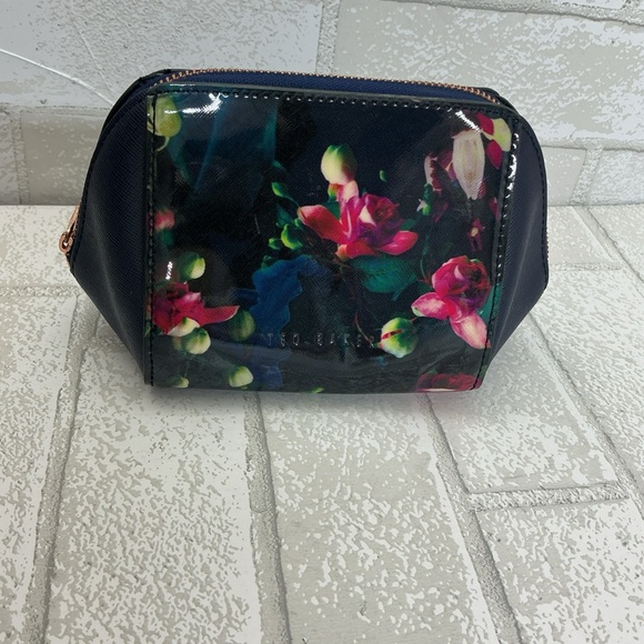 Ted Baker Navy Floral Cosmetic Bag - Picture 7 of 10